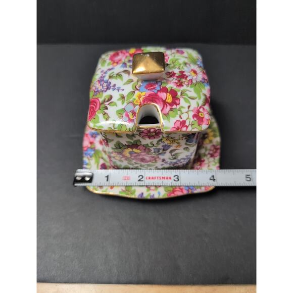 Royal Cotswolds Summertime chintz jam/jelly pot and lid with an underplate. - Picture 8 of 10